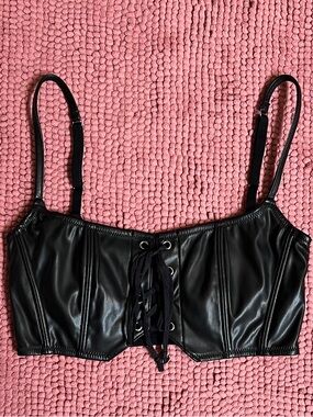 Urban Outfitters Black Faux Leather Corset Top